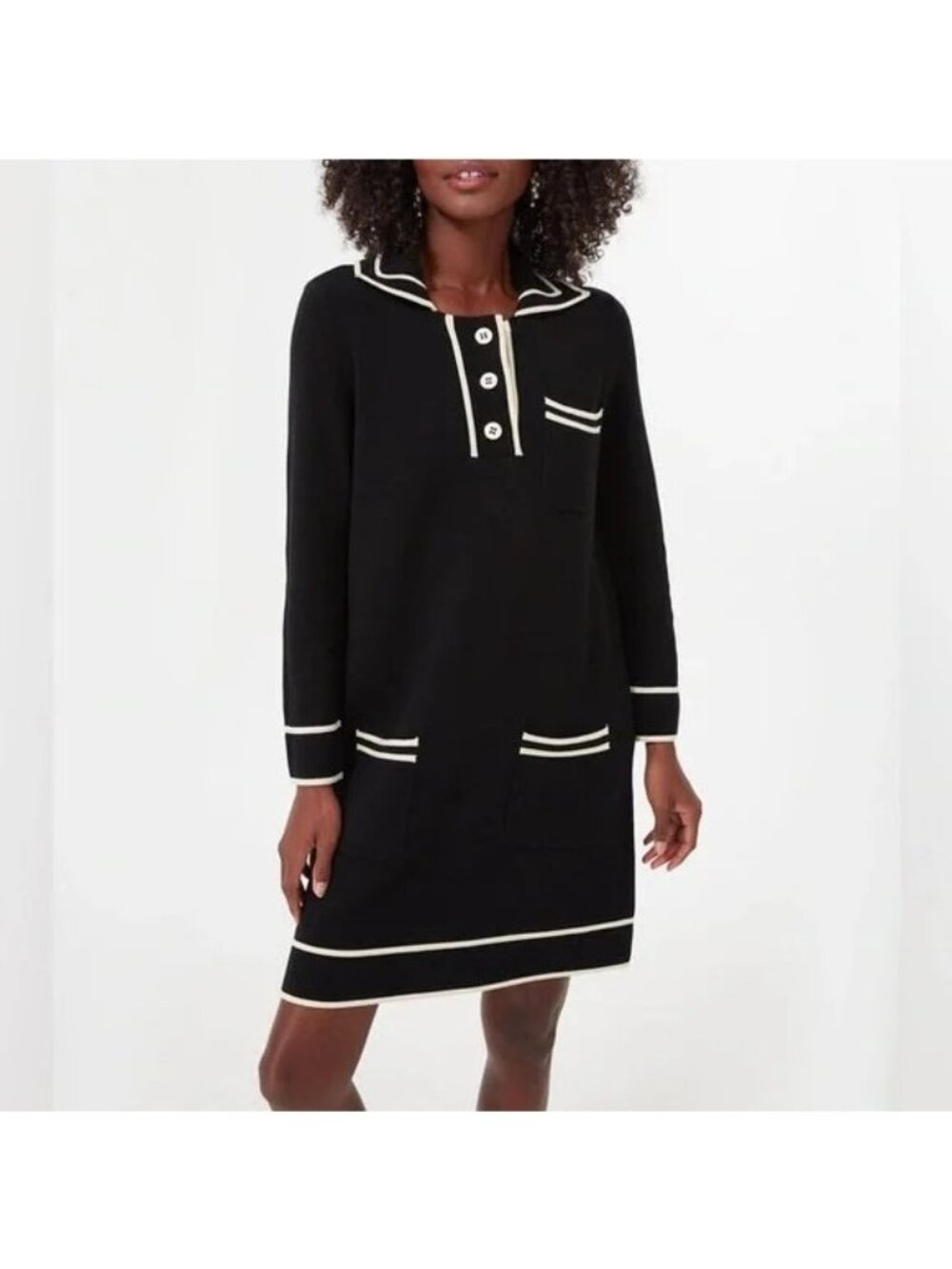 Tuckernuck Eleonora Navy White Knit Polo Shirt Dress Womens Size 3XLarge